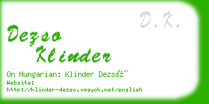 dezso klinder business card